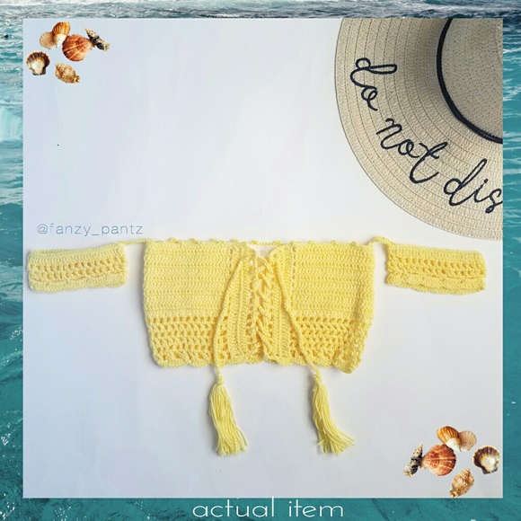 LAST ONE yellow Crochet lace up bikini - Picture 4 of 7
